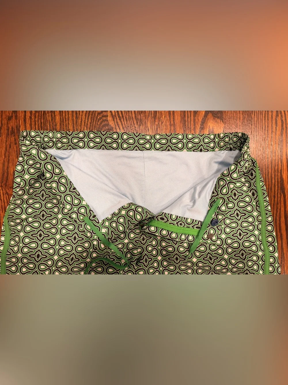 Fair Harbor Swim. Green & Black Patterned Men’s Swim Trunks. Size 32 Waist.